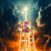 Aperturee - Deep Blue Sky Cloud Glitter Cross Easter Backdrop